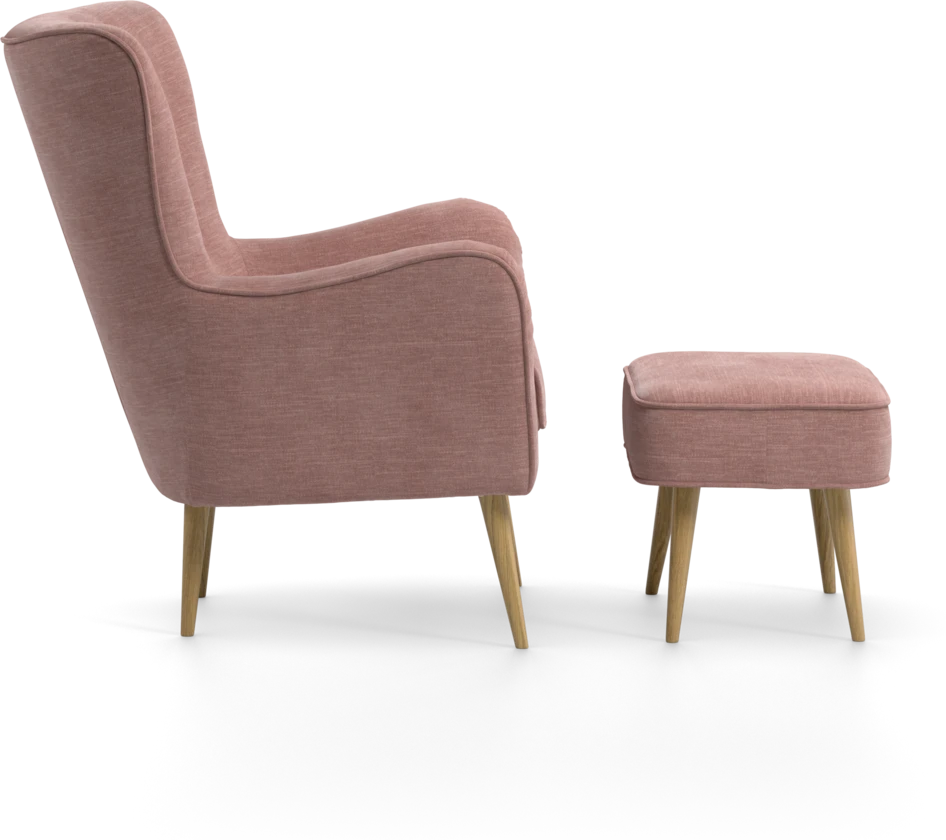Cordelia - Fåtölj med fotpall - Rosa