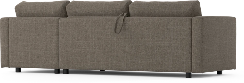 Lindö - Bäddsoffa 2,5-sits med schäslong, vändbar - Brun