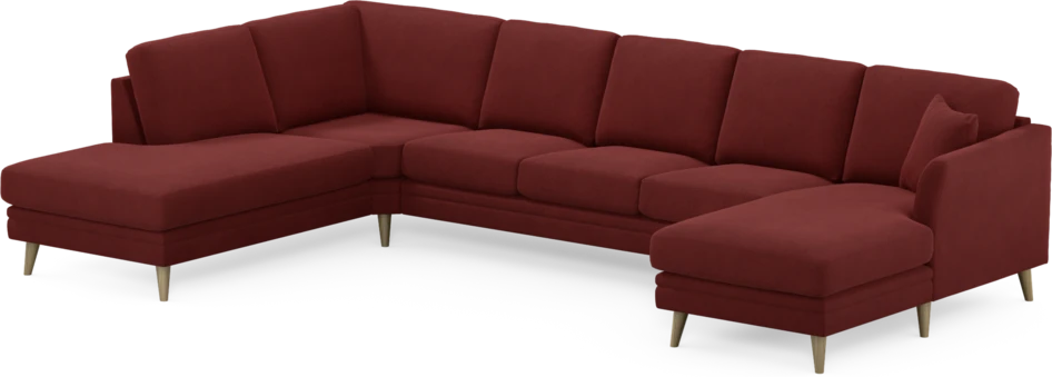 Eden - 3-sits soffa med divan vänster och schäslong höger - Röd