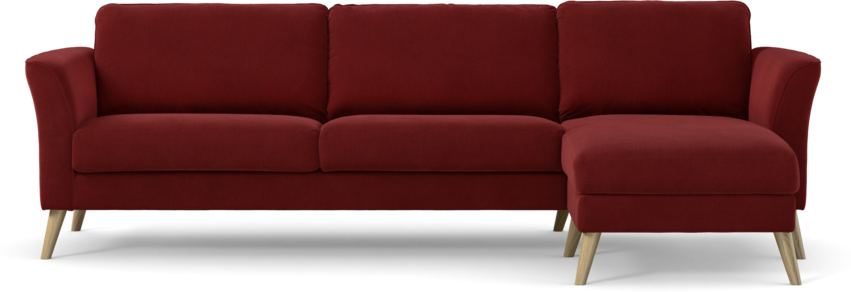 Bridge - 3-sits soffa med schäslong höger - Röd