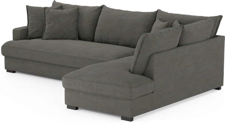 Mila - 3-sits soffa med divan höger, hel dyna - Grå