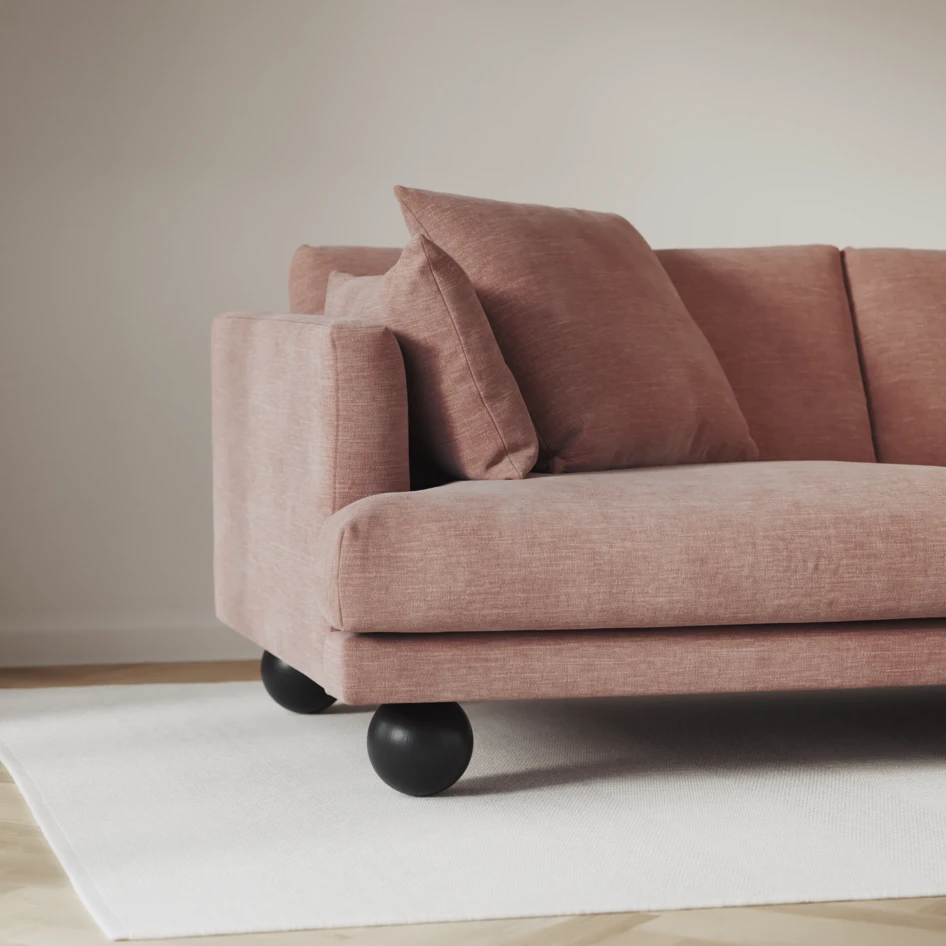 Harper - 3-sits soffa, hel dyna - Rosa