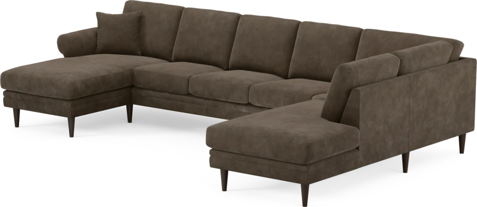Eden - 3-sits soffa med schäslong vänster och divan höger - Brun