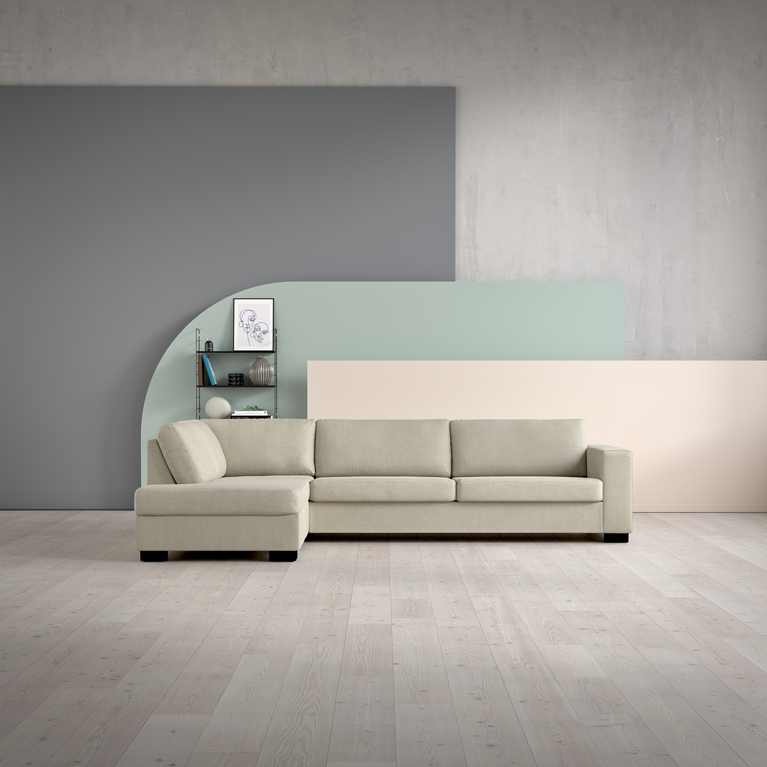 Nevada, 3-sits soffa med divan vänster