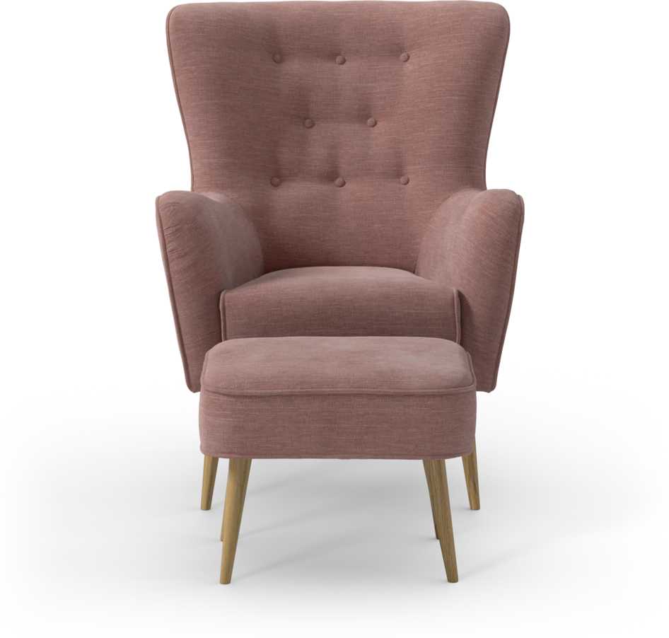 Cordelia - Fåtölj med fotpall - Rosa