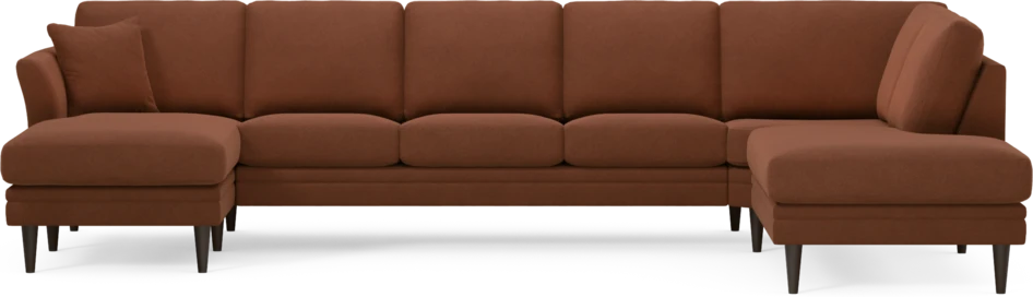 Eden - 3-sits soffa med schäslong vänster och divan höger - Orange