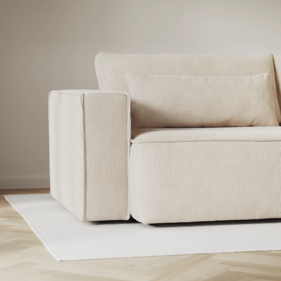 Ide - Bäddsoffa 3-sits med schäslong höger - Beige