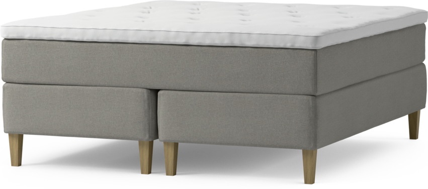 Delux Exclusive - Kontinentalsäng, dubbelsäng med bäddmadrass och sängben - Grå