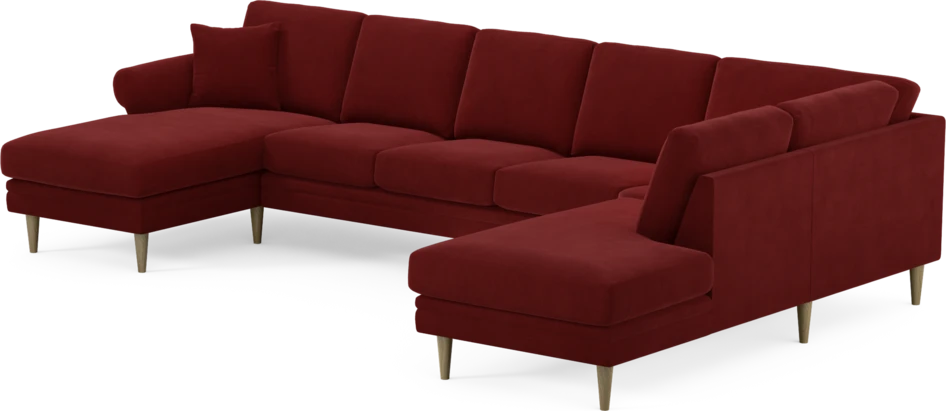 Eden - 3-sits soffa med schäslong vänster och divan höger - Röd