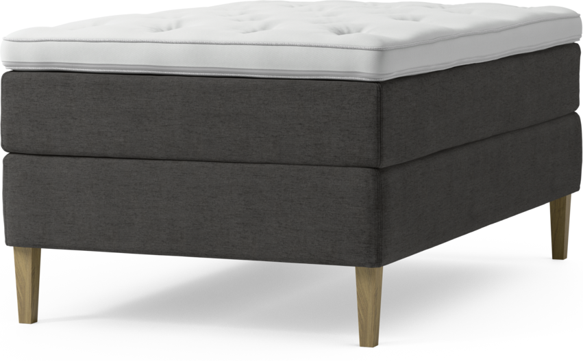 Delux Dream - Kontinentalsäng, enkelsäng 120 cm med bäddmadrass och sängben - Grå