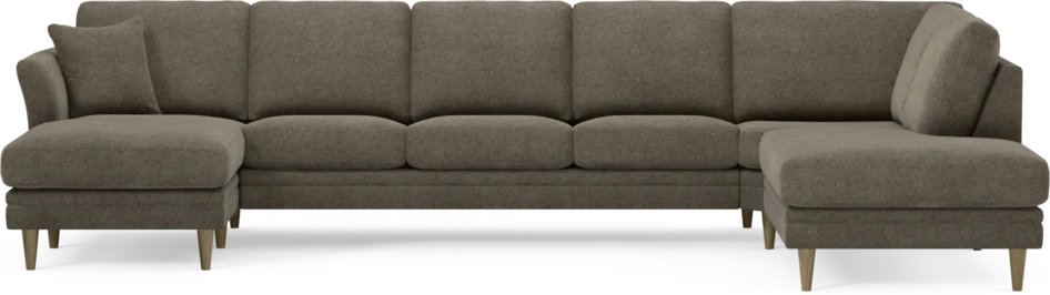 Eden - 3-sits soffa med schäslong vänster och divan höger - Brun