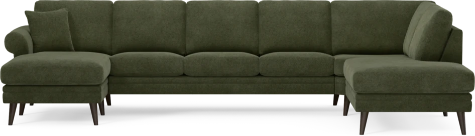 Eden - 3-sits soffa med schäslong vänster och divan höger - Grön