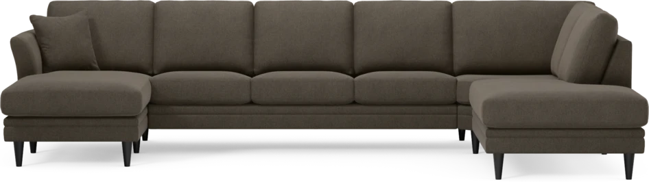 Eden - 3-sits soffa med schäslong vänster och divan höger - Brun