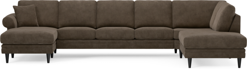 Eden - 3-sits soffa med schäslong vänster och divan höger - Brun