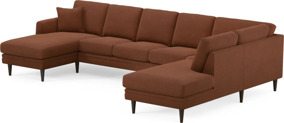 Eden - 3-sits soffa med schäslong vänster och divan höger - Orange