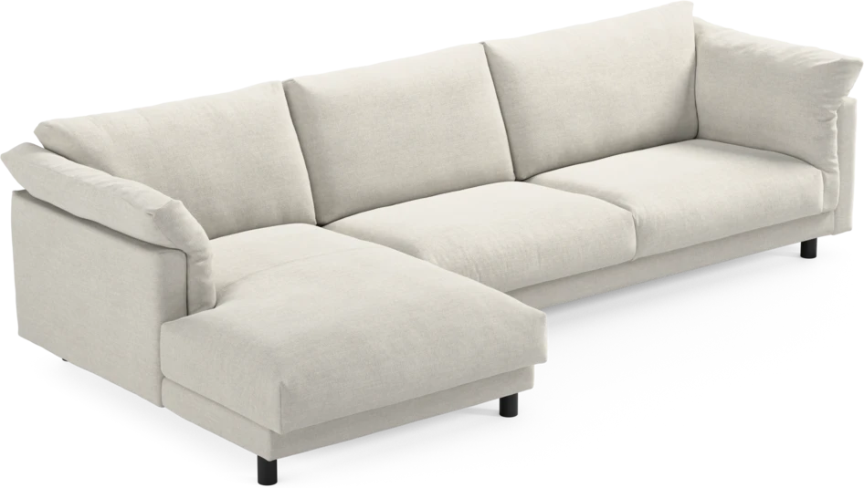Cherrie - 3-sits soffa med schäslong vänster, fast klädsel - Vit