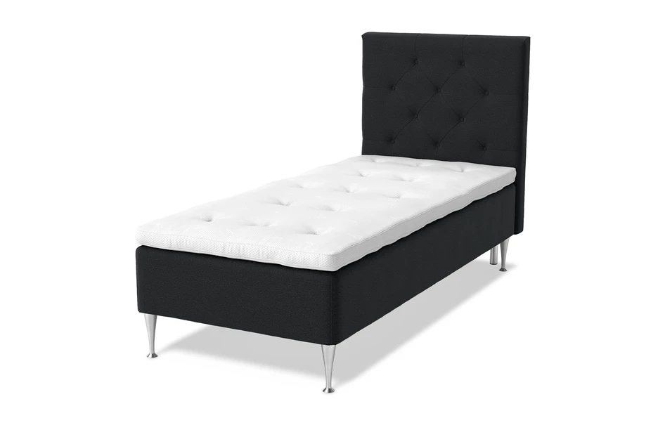 Sense Delux - Ramsäng, enkelsäng med bäddmadrass Sleep Delux vit - Svart