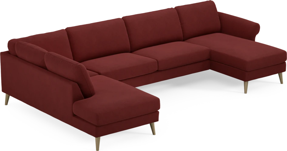 Bridge - 3-sits soffa med divan vänster och schäslong höger - Röd