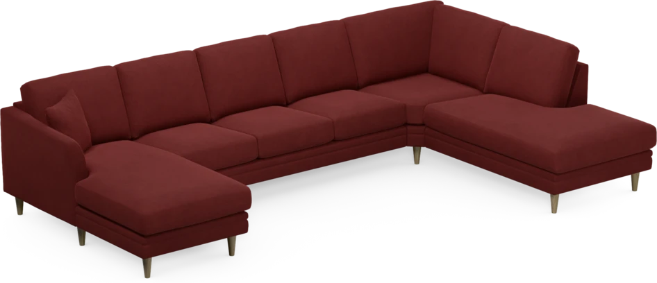 Eden - 3-sits soffa med schäslong vänster och divan höger - Röd