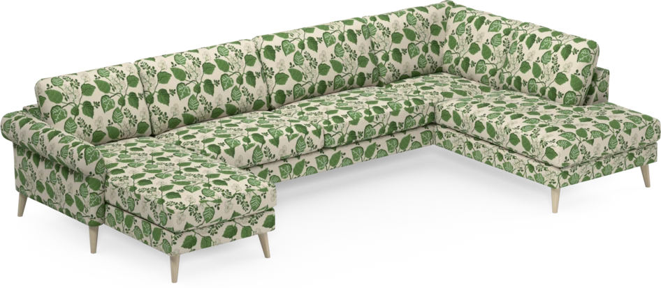 Bridge - 3-sits soffa med schäslong vänster och divan höger - Grön
