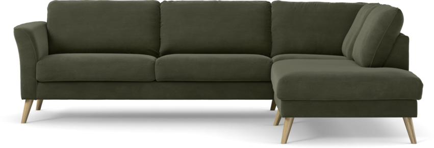 Bridge - 3-sits soffa med divan höger - Grön