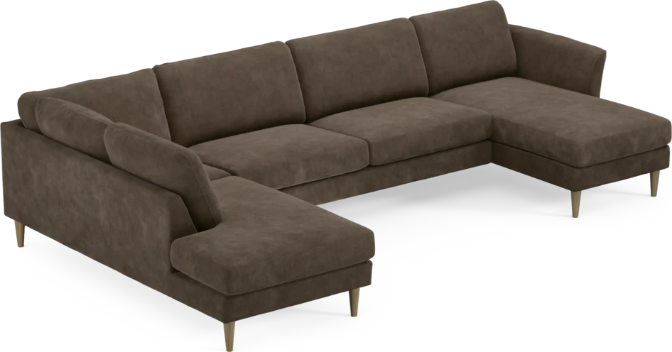 Bridge - 3-sits soffa med divan vänster och schäslong höger - Brun