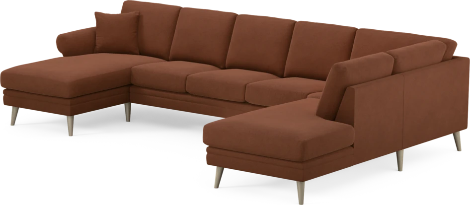 Eden - 3-sits soffa med schäslong vänster och divan höger - Orange