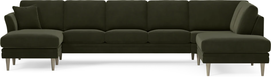 Eden - 3-sits soffa med schäslong vänster och divan höger - Grön