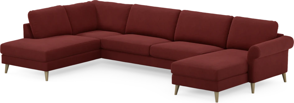 Bridge - 3-sits soffa med divan vänster och schäslong höger - Röd