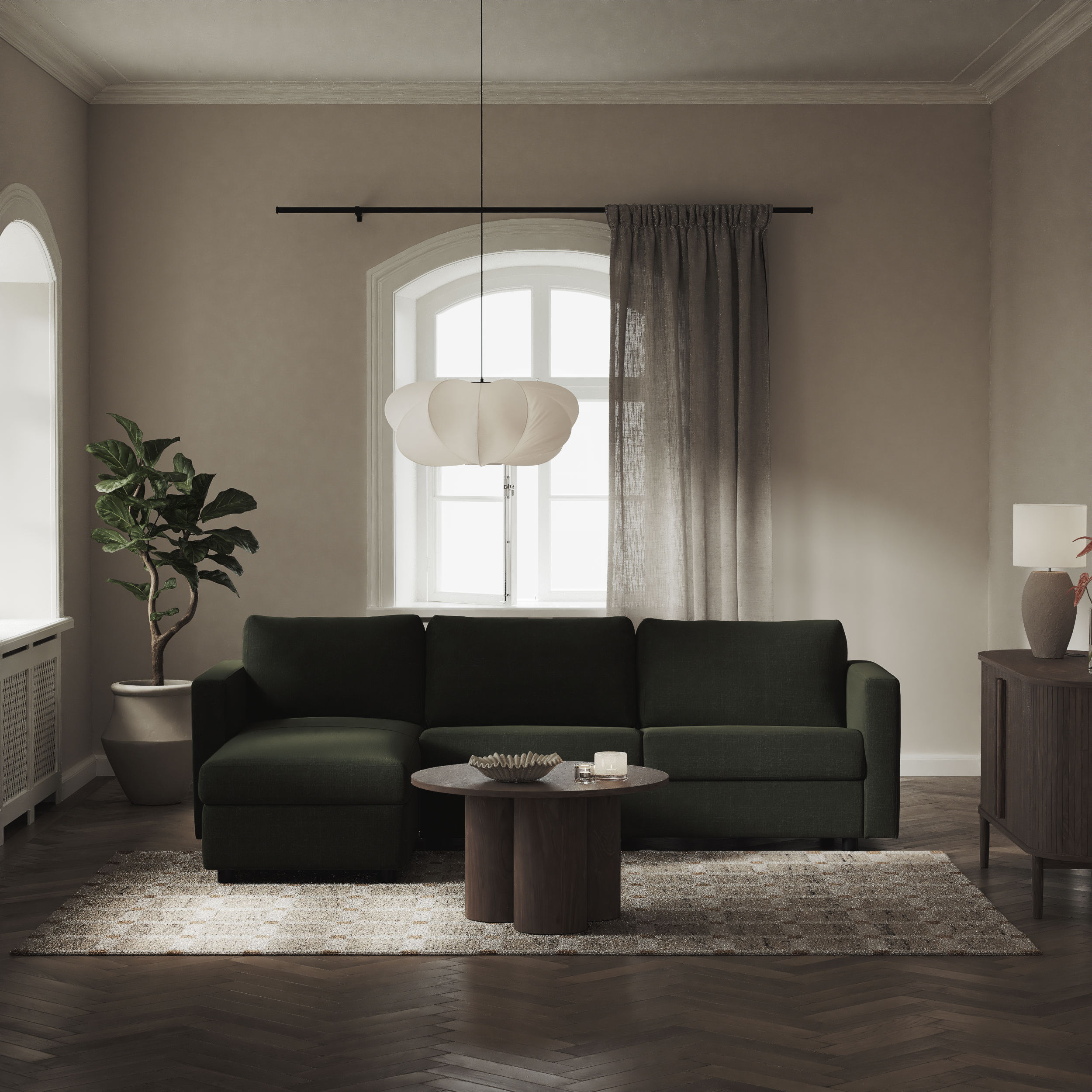 Lindö - Bäddsoffa 2,5-sits med schäslong, vändbar - inspiration