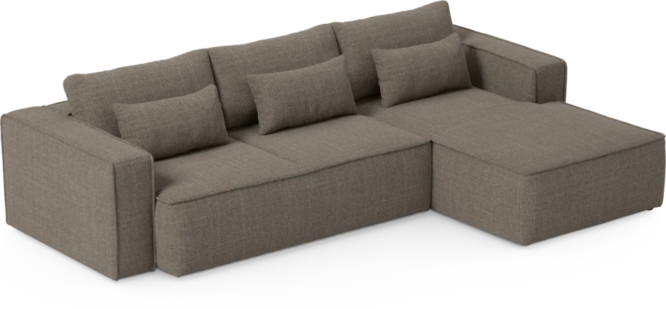 Ide - Bäddsoffa 3-sits med schäslong höger - Brun