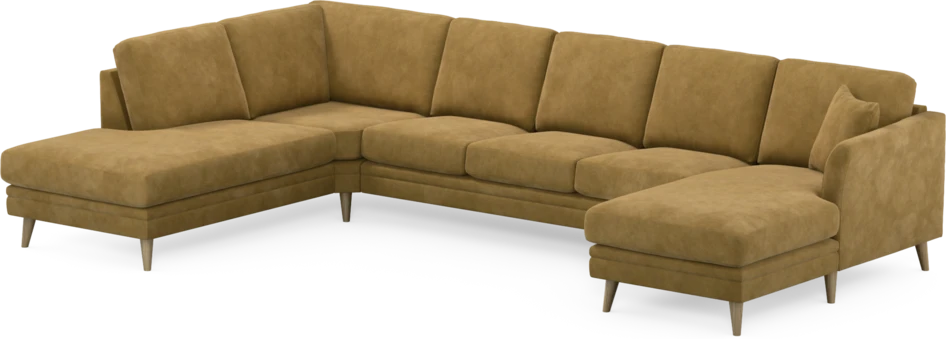 Eden - 3-sits soffa med divan vänster och schäslong höger - Gul