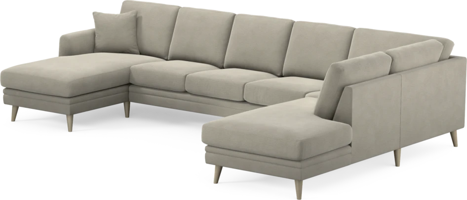 Eden - 3-sits soffa med schäslong vänster och divan höger - Brun