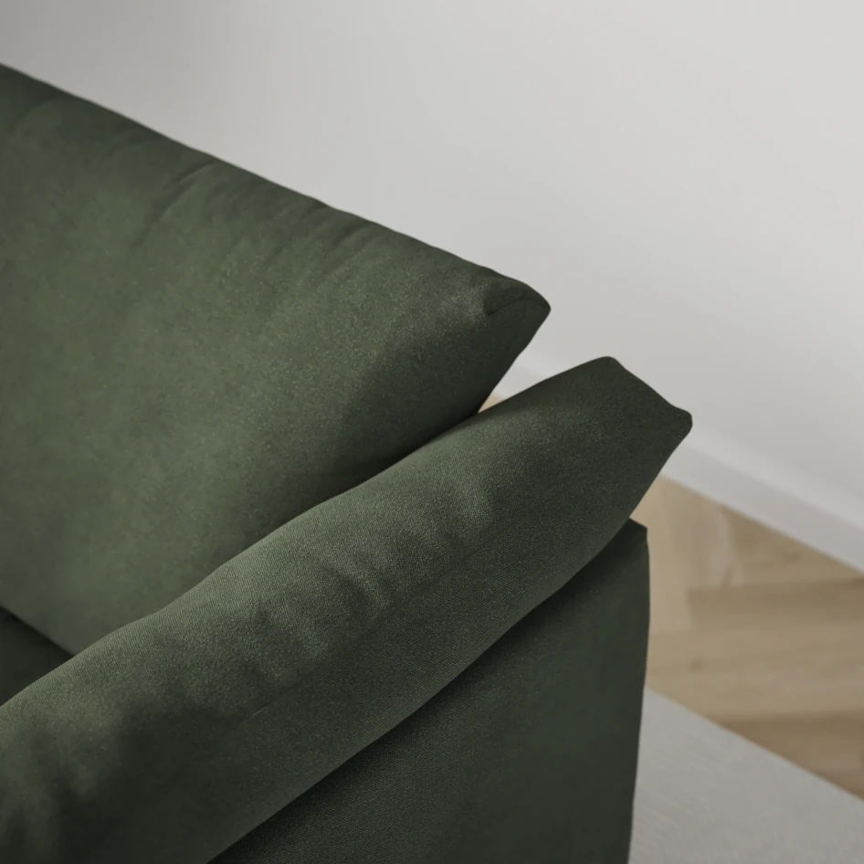 Cherrie - 2,5-sits soffa, hel dyna, fast klädsel - Grön