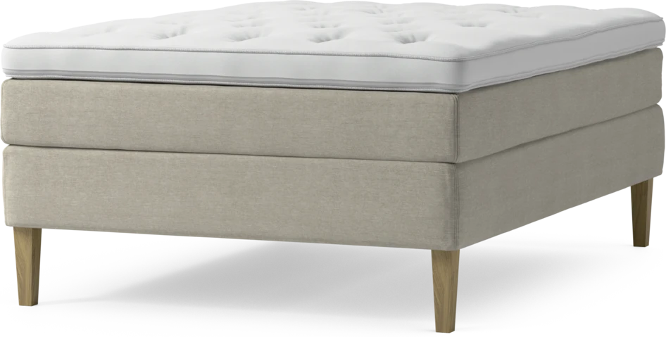 Delux Sense - Kontinentalsäng, enkelsäng 140 cm med bäddmadrass och sängben - Beige