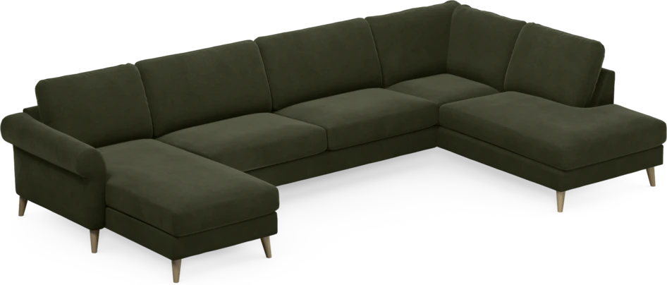 Bridge - 3-sits soffa med schäslong vänster och divan höger - Grön