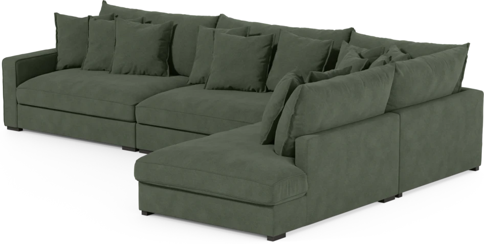 Rossi - 4-sits soffa med divan höger - Grön