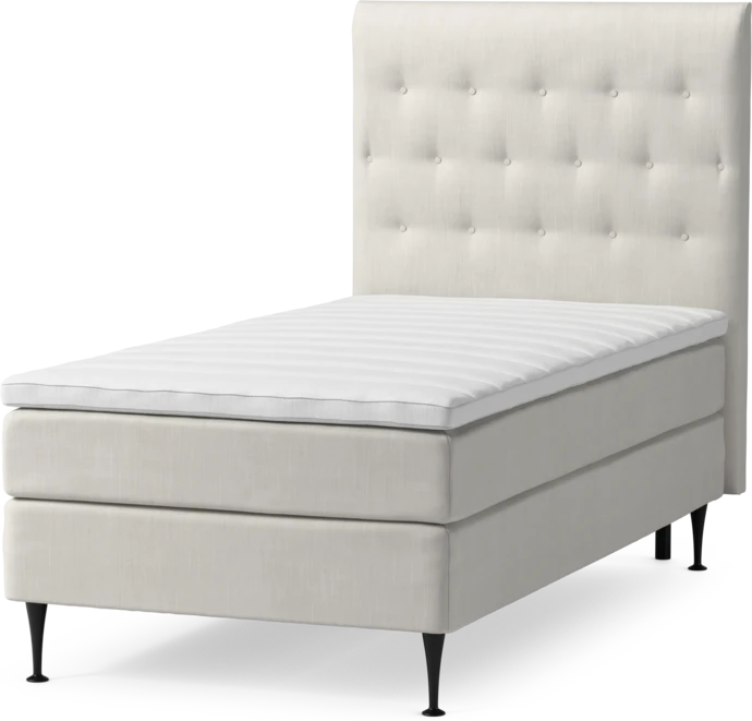 Roma Family, Kontinentalsäng, enkelsäng med bäddmadrass och sänggavel pikerad, B 105-140