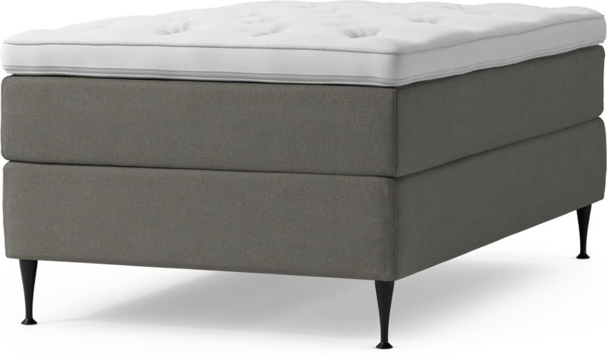 Delux Exclusive - Kontinentalsäng, enkelsäng 120 cm med bäddmadrass och sängben - Grå