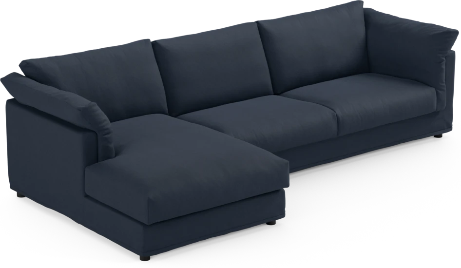 Cherrie - 3-sits soffa med schäslong vänster, med kappa - Blå