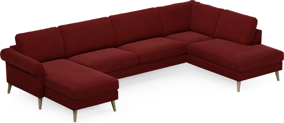 Bridge - 3-sits soffa med schäslong vänster och divan höger - Röd