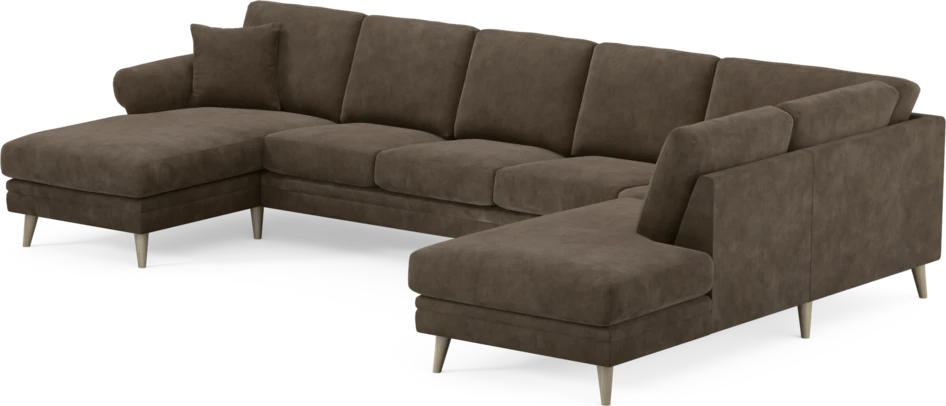 Eden - 3-sits soffa med schäslong vänster och divan höger - Brun