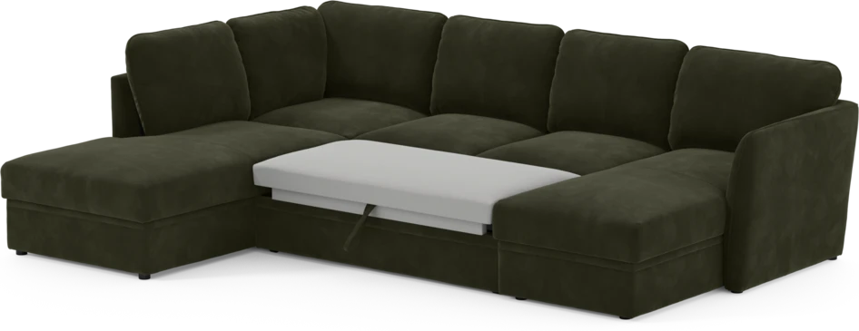 Öland - Bäddsoffa med divan vänster och schäslong höger - Grön