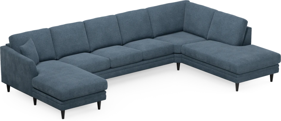 Eden - 3-sits soffa med schäslong vänster och divan höger - Blå