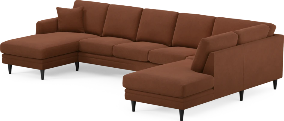 Eden - 3-sits soffa med schäslong vänster och divan höger - Orange