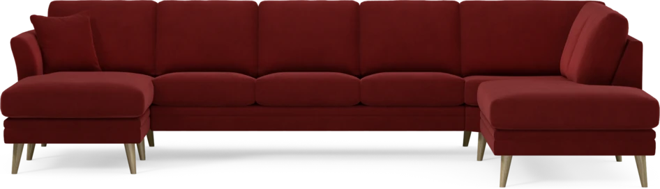 Eden - 3-sits soffa med schäslong vänster och divan höger - Röd
