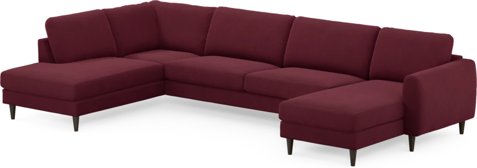Bridge - 3-sits soffa med divan vänster och schäslong höger - Röd