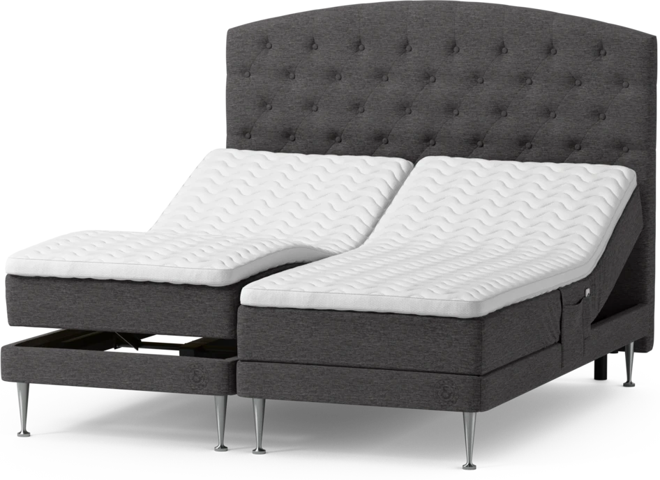 Särö Comfort - Ställbar säng, dubbelsäng med bäddmadrass, sängben och Välvd sänggavel