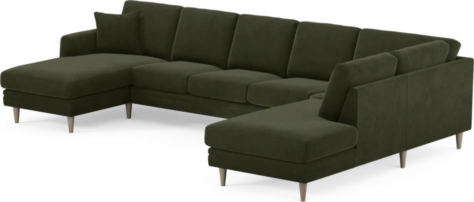Eden - 3-sits soffa med schäslong vänster och divan höger - Grön