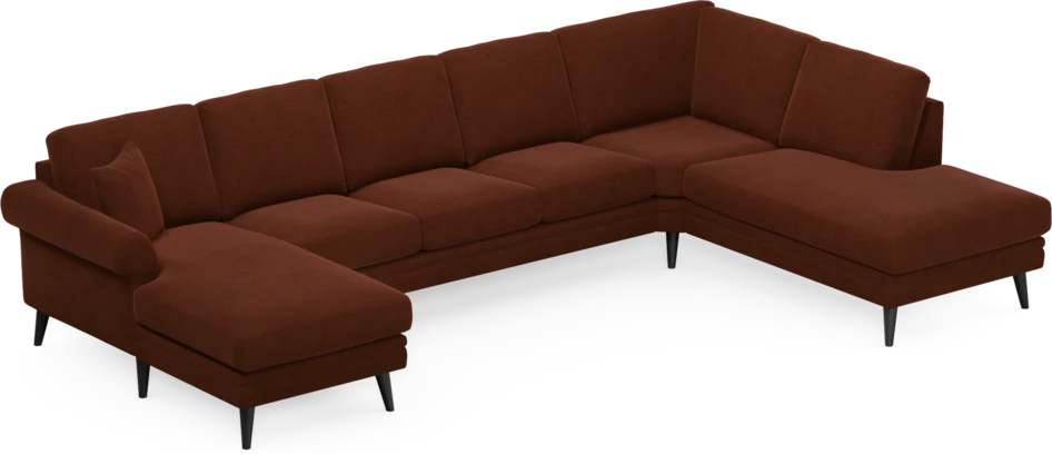Eden - 3-sits soffa med schäslong vänster och divan höger - Orange